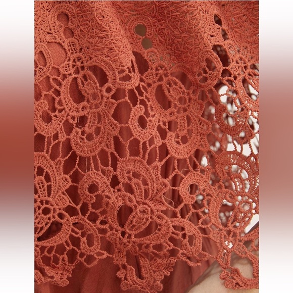 BloomChic Plus Size Solid Cold Shoulder Contrast Lace Pocket Ruffle Hem Dress - Picture 5 of 7